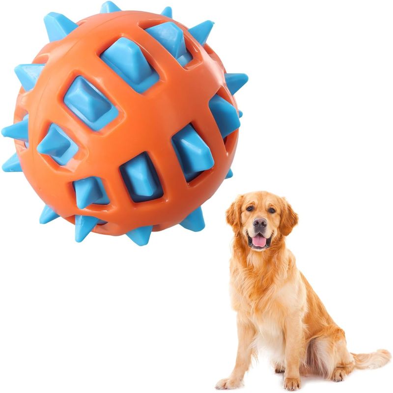 Zweifarbiger Gummiball – Quietscht, weiche Noppen – Langlebig