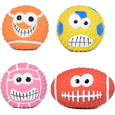 4 balles chien couineuses, caoutchouc latex, 2,7 pouces, petit/moyen