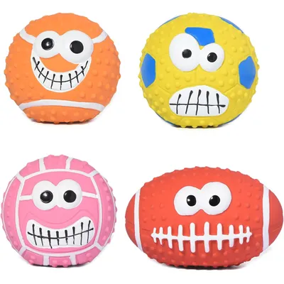 4 balles chien couineuses, caoutchouc latex, 2,7 pouces, petit/moyen