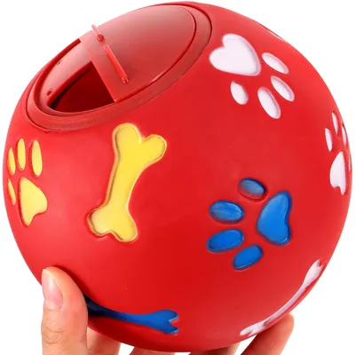 Roter Kunststoffball – Leckerli-Spender – Für große, kaufreudige Hunde Roter Kunststoffball – Leckerli-Spender – Für große, kaufreudige Hunde