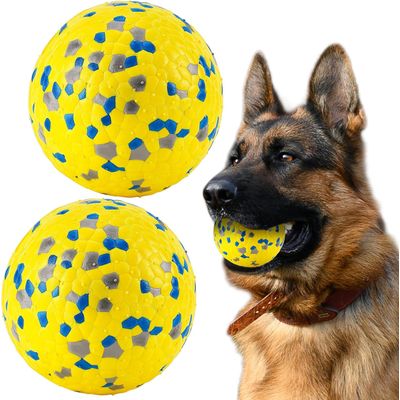 2 balles chien indestructible, 7 cm, jaune, jouet interactif