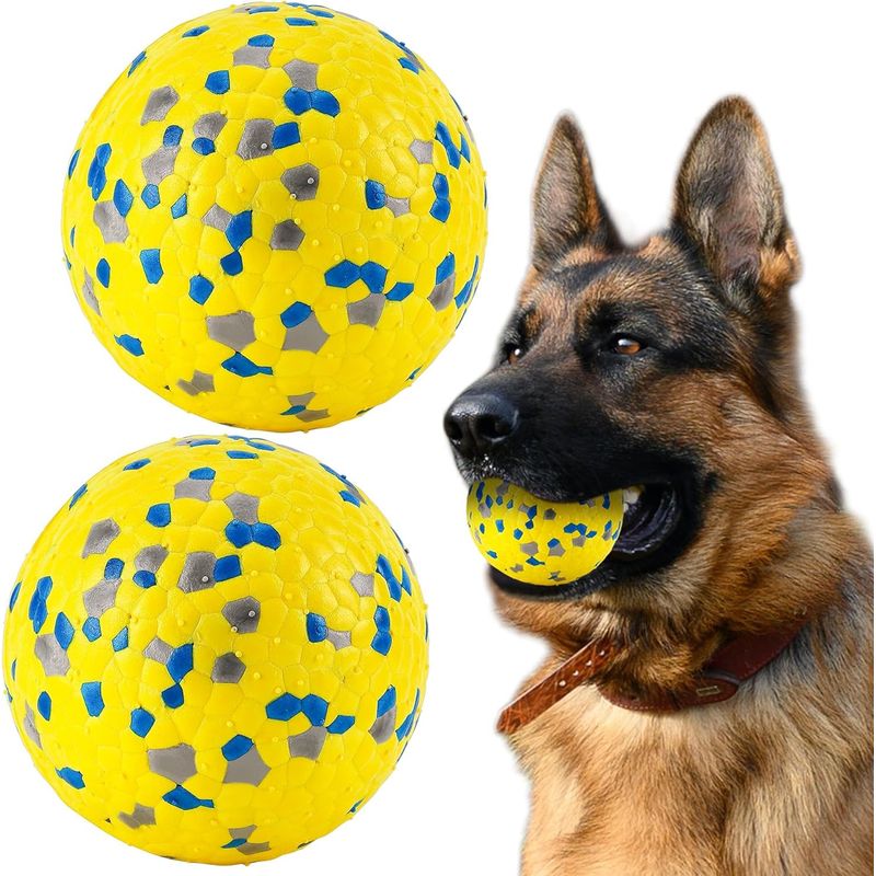 2 unzerstörbare Hundebälle, 7 cm, Gelb, interaktives Spielzeug