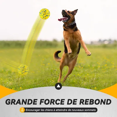2 balles chien indestructible, 7 cm, jaune, jouet interactif
