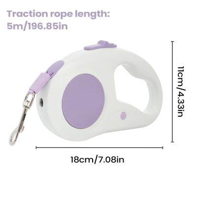 HausPets Laisse Chien Rétractable 5M LED Nuit Promenade Randonnée Plage