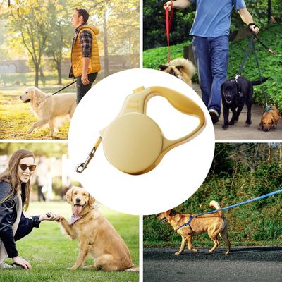 HausPets Laisse Chien Rétractable 5M Blanc Frein Une Main Verrouillage