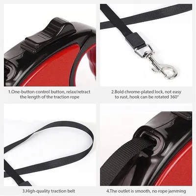 HausPets Hunde-Rollleine 3M Rot Ergonomisch Anti-Verwicklung HausPets Hunde-Rollleine 3M Rot Ergonomisch Anti-Verwicklung