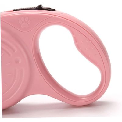 HausPets Laisse Chien Chat Rétractable 5M Nylon Rose Automatique