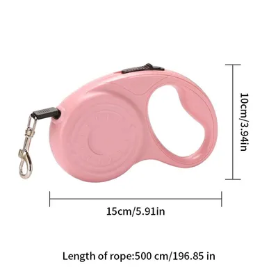 HausPets Hunde-Katzen-Rollleine 5M Nylon Rosa Automatisch