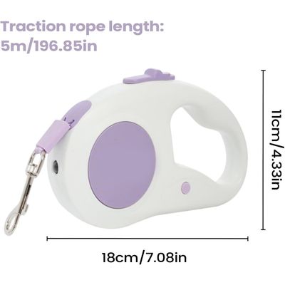 HausPets Laisse Chien Rétractable 3M Nylon Rouge Antidérapante Petit Moyen