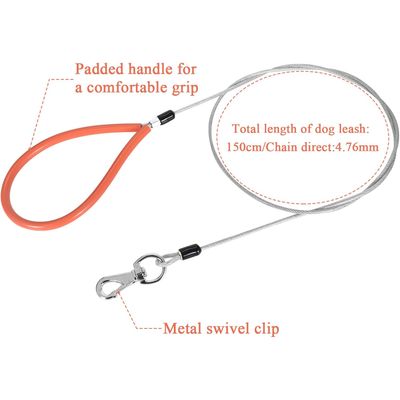 HausPets Laisse acier anti-morsure orange robuste