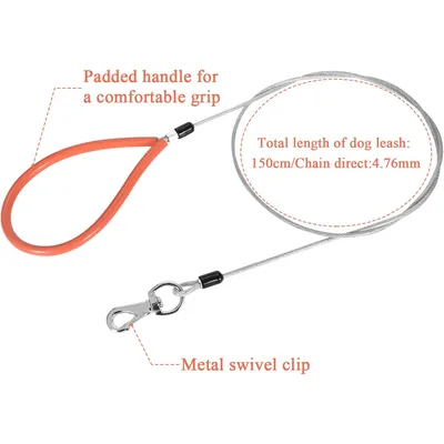 HausPets Laisse acier anti-morsure orange robuste HausPets Laisse acier anti-morsure orange robuste