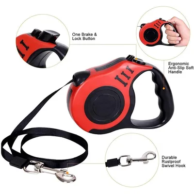 HausPets Hunde-Rollleine 5M ABS Polyester Rot Klein Mittel HausPets Hunde-Rollleine 5M ABS Polyester Rot Klein Mittel