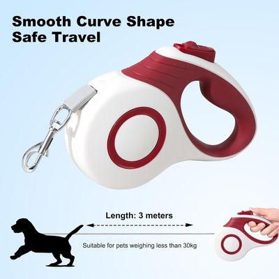 HausPets Laisse Chien Rétractable Nylon 5M Brun Antidérapante Petit Moyen