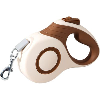 HausPets Laisse Chien Rétractable Nylon 5M Brun Antidérapante Petit Moyen