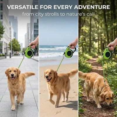 HausPets Laisse Chien Rétractable 5M Verte Ergonomique Jusqu'à 15kg HausPets Laisse Chien Rétractable 5M Verte Ergonomique Jusqu'à 15kg