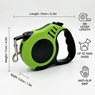 HausPets Laisse Chien Rétractable 5M Verte Ergonomique Jusqu'à 15kg HausPets Laisse Chien Rétractable 5M Verte Ergonomique Jusqu'à 15kg