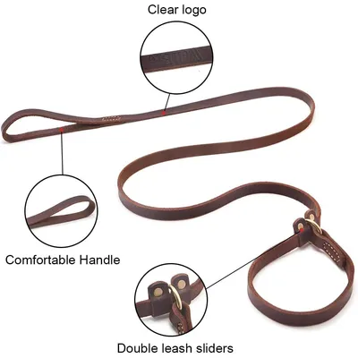 HausPets Laisse cuir véritable réglable marron HausPets Laisse cuir véritable réglable marron
