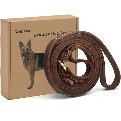 HausPets Laisse cuir véritable réglable marron HausPets Laisse cuir véritable réglable marron