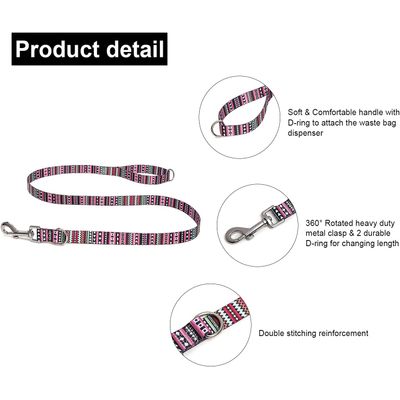 HausPets Laisse nylon mauve 120cm 2 anneaux D