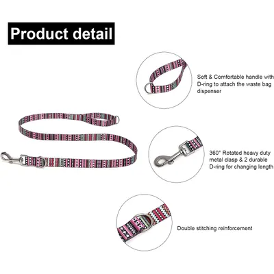 HausPets Laisse nylon mauve 120cm 2 anneaux D HausPets Laisse nylon mauve 120cm 2 anneaux D