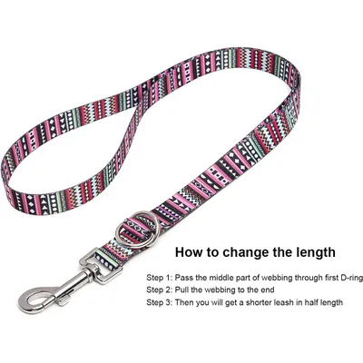 HausPets Laisse nylon mauve 120cm 2 anneaux D HausPets Laisse nylon mauve 120cm 2 anneaux D