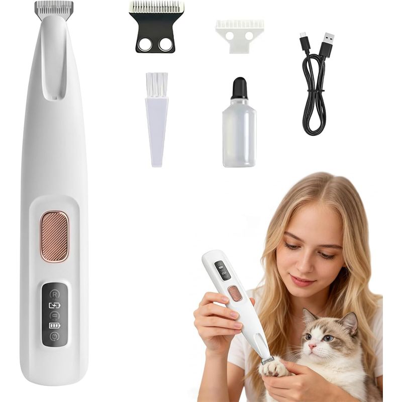 Tondeuse chat précision ultra silencieuse lames sûres USB rechargeable