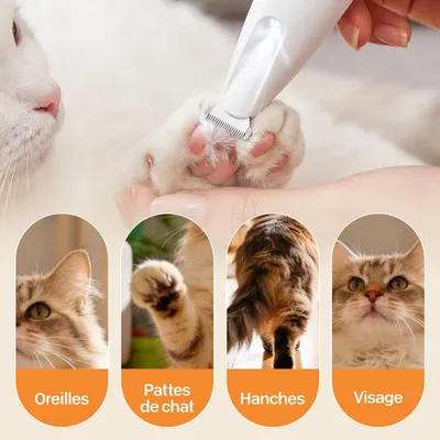 Tondeuse chat précision ultra silencieuse lames sûres USB rechargeable Tondeuse chat précision ultra silencieuse lames sûres USB rechargeable