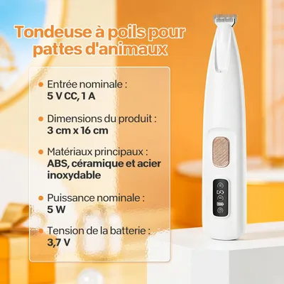 Tondeuse chat précision ultra silencieuse lames sûres USB rechargeable Tondeuse chat précision ultra silencieuse lames sûres USB rechargeable