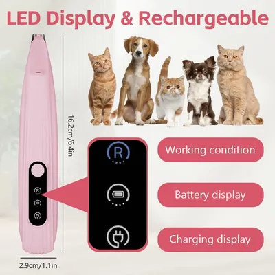 Tondeuse pattes silencieuse rechargeable LED chat chien rose Tondeuse pattes silencieuse rechargeable LED chat chien rose
