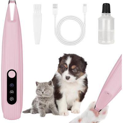 Tondeuse pattes silencieuse rechargeable LED chat chien rose
