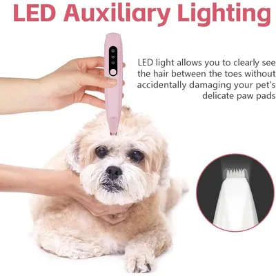Tondeuse pattes silencieuse rechargeable LED chat chien rose Tondeuse pattes silencieuse rechargeable LED chat chien rose