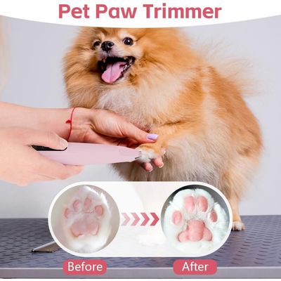 Tondeuse pattes silencieuse rechargeable LED chat chien rose
