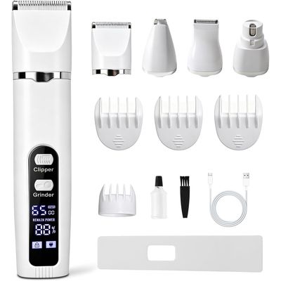 Kit toilettage 4 en 1 tondeuse chien chat silencieuse sans fil LCD