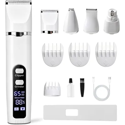 Kit toilettage 4 en 1 tondeuse chien chat silencieuse sans fil LCD Kit toilettage 4 en 1 tondeuse chien chat silencieuse sans fil LCD