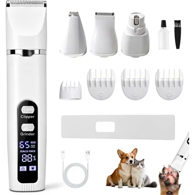Kit toilettage 4 en 1 tondeuse chien chat silencieuse sans fil LCD Kit toilettage 4 en 1 tondeuse chien chat silencieuse sans fil LCD