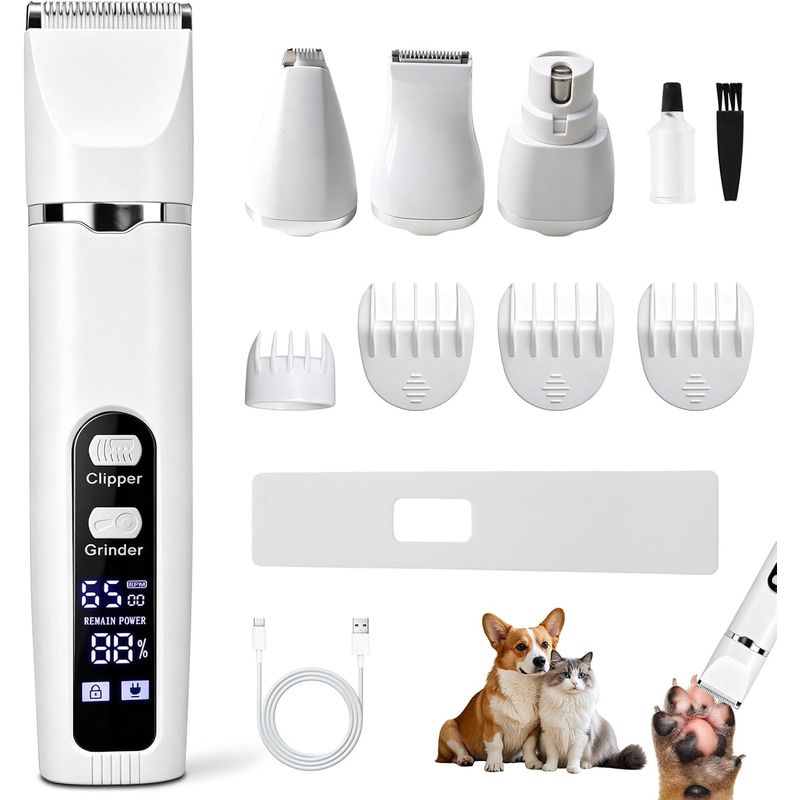 Kit toilettage 4 en 1 tondeuse chien chat silencieuse sans fil LCD