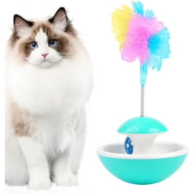 HausPets Jouet boule de piste chat avec plume et cloche HausPets Jouet boule de piste chat avec plume et cloche