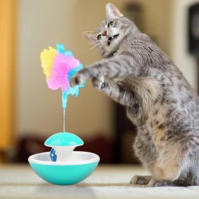 HausPets Jouet boule de piste chat avec plume et cloche HausPets Jouet boule de piste chat avec plume et cloche