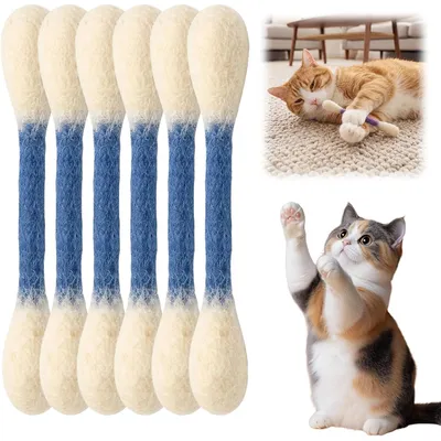 Lot de 6 cotons-tiges pour chatons, jouet de dentition, bleu Lot de 6 cotons-tiges pour chatons, jouet de dentition, bleu