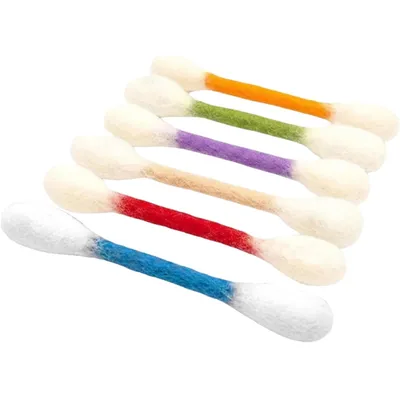 Lot 6 cotons tiges chaton bâtons à mâcher jouet dentition feutre