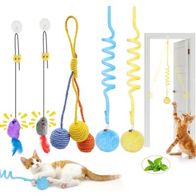 Lot 5 jouet suspendu chat souris plumes balle herbe chat chasser