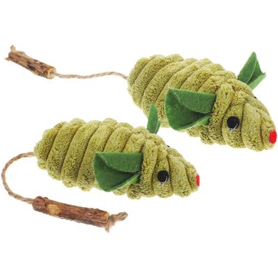 Lot 2 souris peluche herbe chat légère interactif chat intérieur