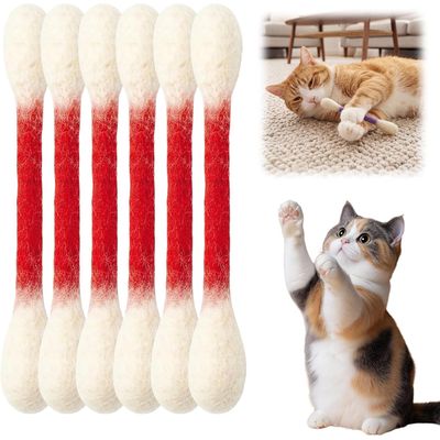 Lot de 6 cotons-tiges pour chatons, jouet de dentition, rouge