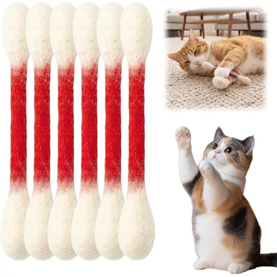 Lot de 6 cotons-tiges pour chatons, jouet de dentition, rouge Lot de 6 cotons-tiges pour chatons, jouet de dentition, rouge
