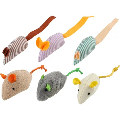 6 pièces souris peluche chat longue queue herbe chat instinct chasse