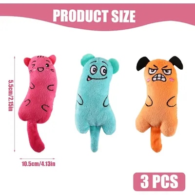 Lot 3 jouets herbe chat peluche douce nettoyage dents interactif