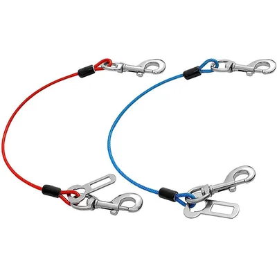 2er-Set Hundesicherheitsgurte aus Stahlseil mit Doppelclips Verriegelung 2er-Set Hundesicherheitsgurte aus Stahlseil mit Doppelclips Verriegelung
