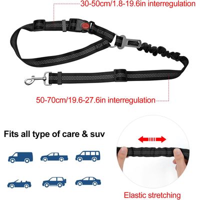 2pcs ceinture sécurité chien voiture réglable noir rose coussin élastique