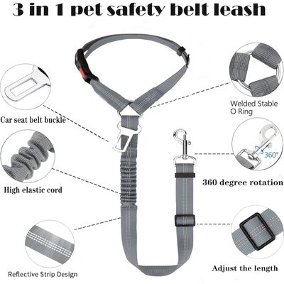 Ceinture sécurité chien 3 en 1 nylon haute densité anti morsure