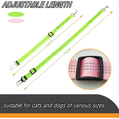2-teiliger verstellbarer Hundesicherheitsgurt 53–75 cm, rosa-grün 2-teiliger verstellbarer Hundesicherheitsgurt 53–75 cm, rosa-grün